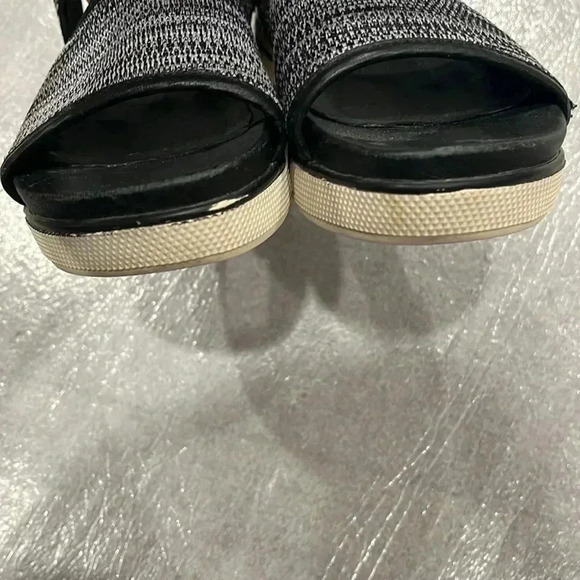 [8.5]Eileen Fisher Black White Knit Platform  Sandals - Picture 7 of 9